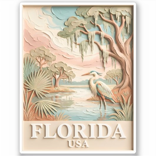 Florida Everglades Wildlife Bird Texture Landscape Sticker (Voorkant)
