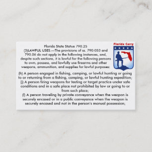 Florida Firearms Open Carry Laws Visitekaartjes... Visitekaartje