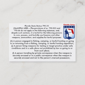 Florida Firearms Open Carry Laws Visitekaartjes... Visitekaartje