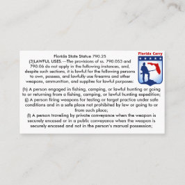 Florida Firearms Open Carry Laws Visitekaartjes... Visitekaartje