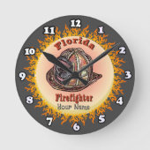 Florida Firefighter  clock Ronde Klok (Voorkant)