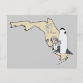 Florida FL Map & Space Shuttle Cartoon Art Motto Briefkaart (Voorkant)