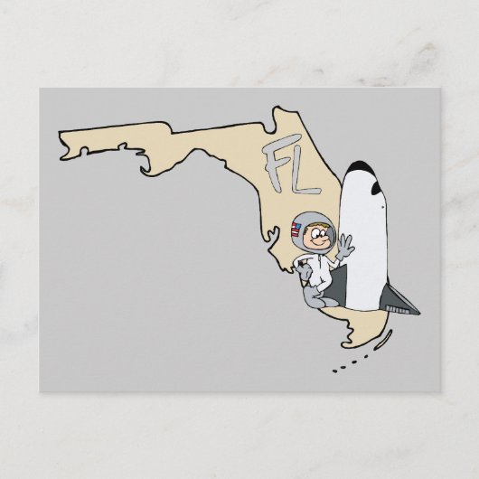 Florida FL Map & Space Shuttle Cartoon Art Motto Briefkaart (Voorkant)