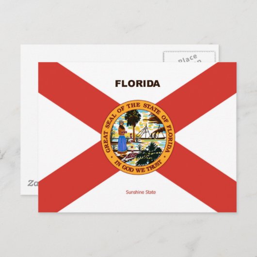Florida Flag en Slogan Briefkaart (Voorkant / Achterkant)
