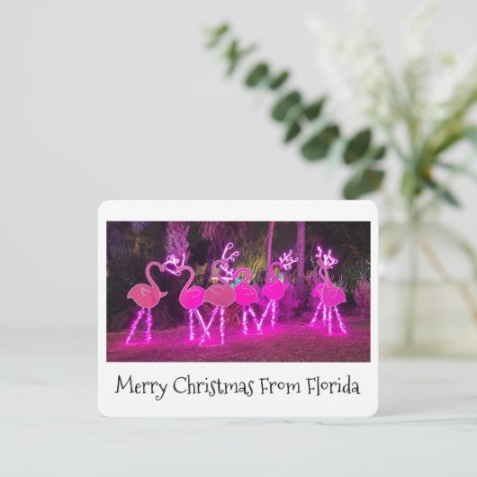 Florida Flamingo Christmas Card Feestdagenkaart (Staand voorkant)