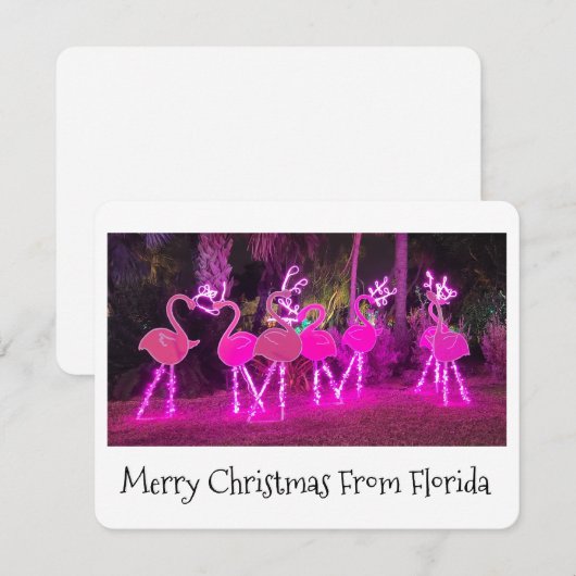 Florida Flamingo Christmas Card Feestdagenkaart (Voorkant / Achterkant)