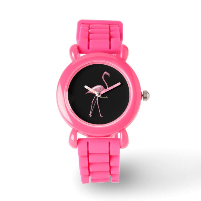 Florida Flamingo Glitter Strape Horloge Fabriek Ho (Voorkant)