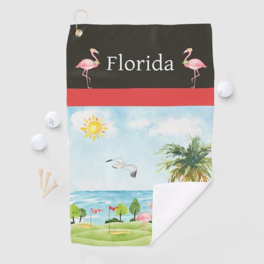 Florida Flamingo Golf Towel Golfhanddoek (Insitu)