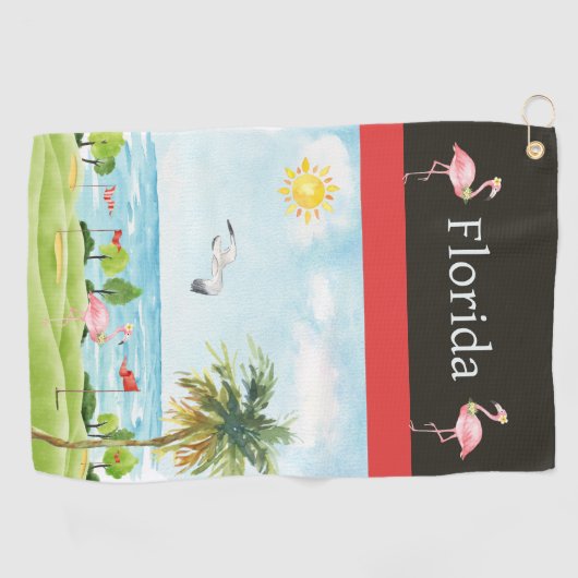 Florida Flamingo Golf Towel Golfhanddoek (Horizontaal)