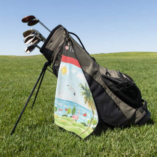 Florida Flamingo Golf Towel Golfhanddoek (Groen)
