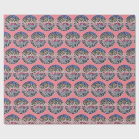 Florida flamingo patroon roze cadeaupapier (Vlak)