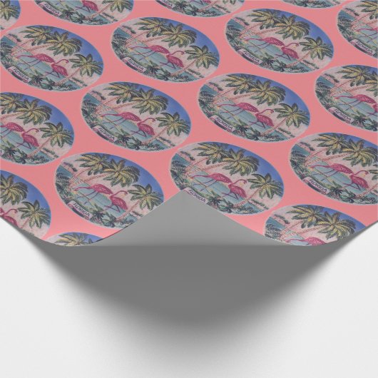 Florida flamingo patroon roze cadeaupapier (Hoek)
