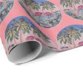 Florida  flamingo patroon roze cadeaupapier (Rol Hoek)