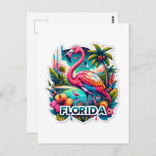 Florida, Flamingo, Postcrossing Briefkaart (Voorkant / Achterkant)