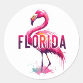 Florida, Flamingo, Ronde Sticker (Voorkant)