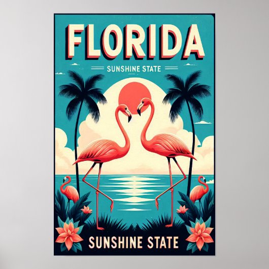  Florida Flamingo Travel Poster (Voorkant)