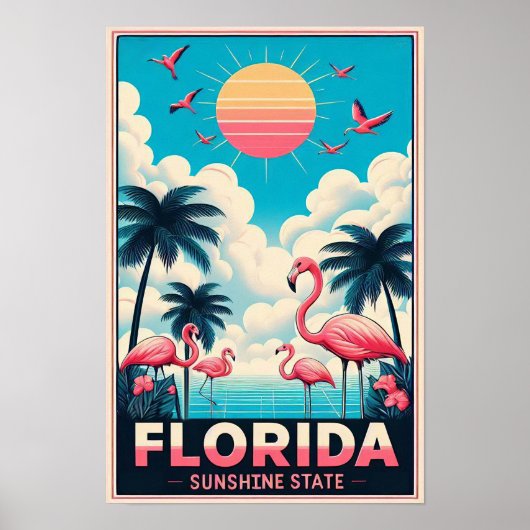  Florida Flamingo Travel Poster (Voorkant)