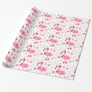 Florida Flamingo Tropical Beach Kerstfeestdag Cadeaupapier