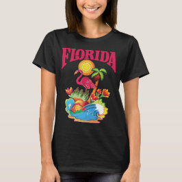 Florida Flamingo Tropisch Reis T-shirt