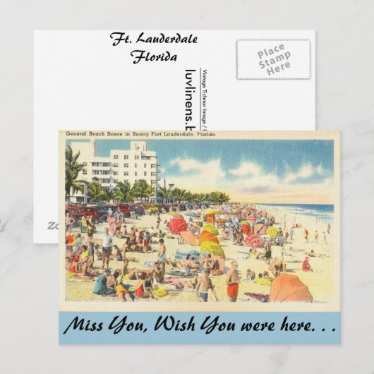 Florida, Ft. Lauderdale Beach Briefkaart (Voorkant / Achterkant)