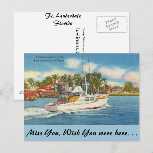 Florida, Ft. Lauderdale, New River Briefkaart (Voorkant / Achterkant)