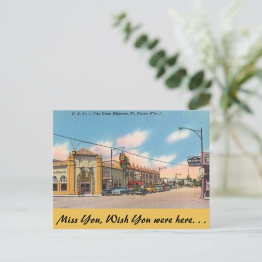 Florida, Ft. Pierce, de Dixie Highway Briefkaart (Staand voorkant)