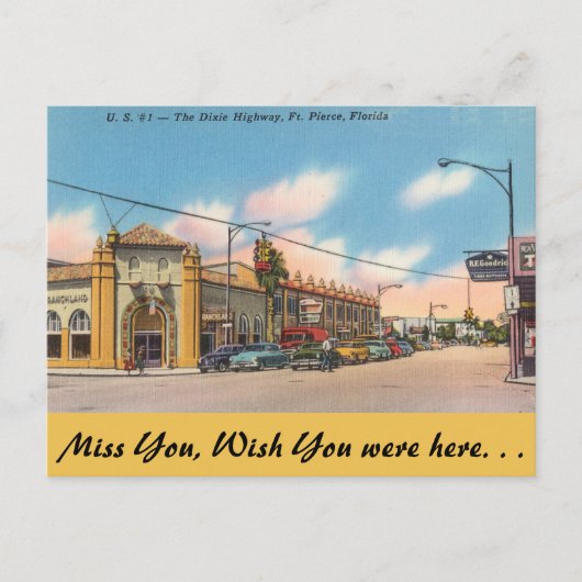Florida, Ft. Pierce, de Dixie Highway Briefkaart (Voorkant)