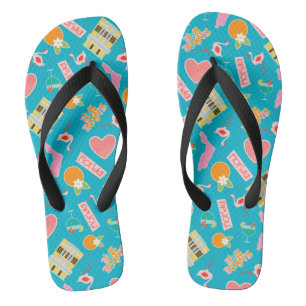 Florida Fun Pattern Turquoise Teenslippers