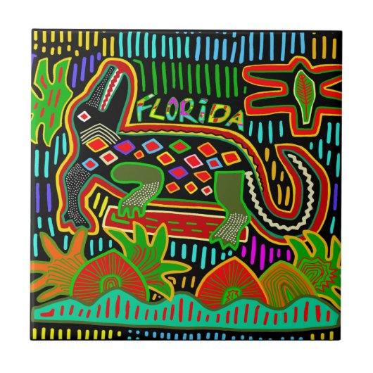 Florida Gator in Tropisch Oerwoud Tegel Tegeltje (Voorkant)