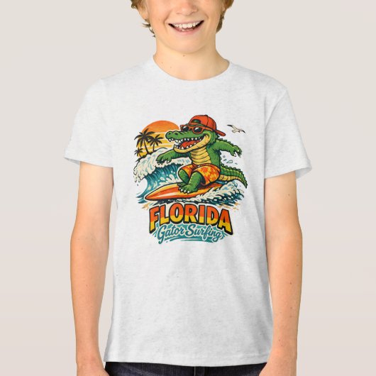 Florida Gator Surfing – Alligator Wave Rider Tri-Blend Shirt (Voorkant)