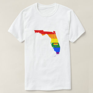Florida Gay Pride Rainbow Flag Heart GLBTQ Design T-shirt