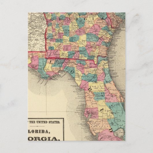 Florida, Georgia en South Carolina 2 Briefkaart (Voorkant)