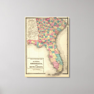 Florida, Georgia en South Carolina 2 Canvas Afdruk