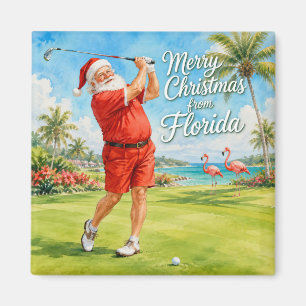 Florida Golf Prettig Kerstfeest met Kerstman Magneet