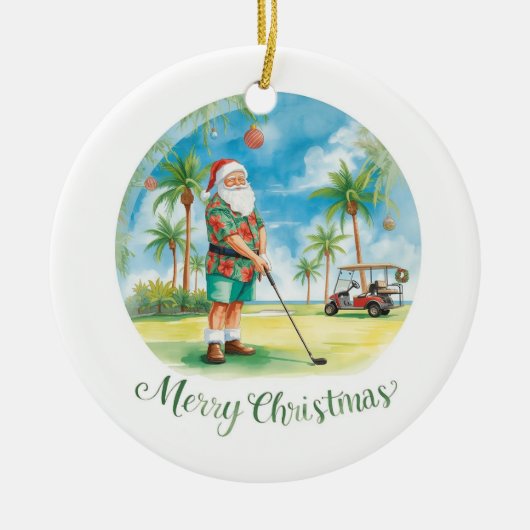 Florida Golfer Santa Golfing  Holiday  Keramisch Ornament (Voorkant)