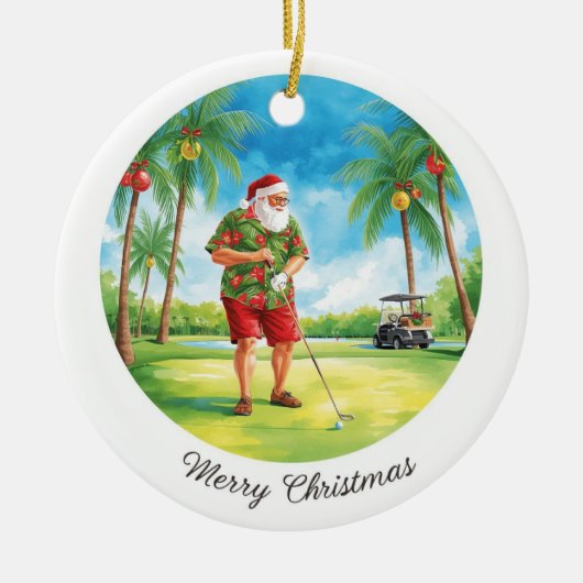 Florida Golfer Santa Golfing  Holiday  Keramisch Ornament (Voorkant)