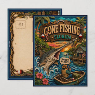 Florida Gone Fishing Langneusgarn Briefkaart