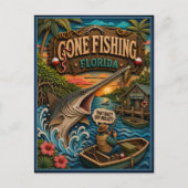Florida Gone Fishing Langneusgarn Briefkaart (Voorkant)