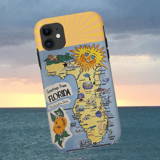 Florida Greetings Retro Map Case-Mate iPhone Case