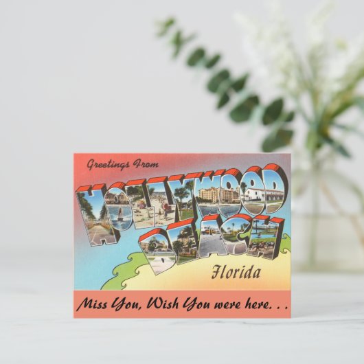 Florida, Greetings uit Hollywood Beach Briefkaart (Staand voorkant)