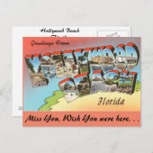 Florida, Greetings uit Hollywood Beach Briefkaart (Voorkant / Achterkant)