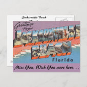 Florida, Greetings uit Jacksonville Beach Briefkaart (Voorkant / Achterkant)