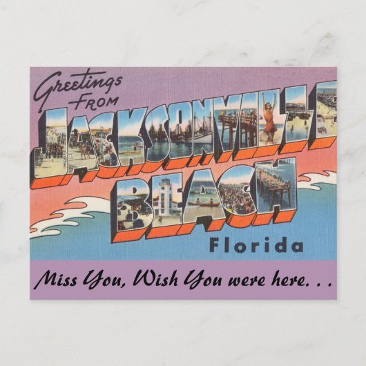 Florida, Greetings uit Jacksonville Beach Briefkaart (Voorkant)