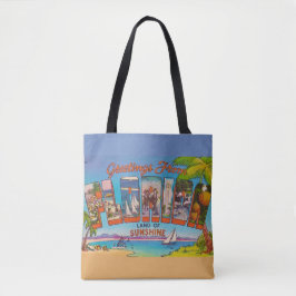 Florida Groeten Kleurrijk Vintage Tote Bag