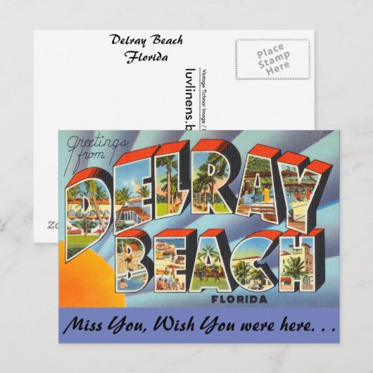 Florida, groeten van Delray Beach Briefkaart (Voorkant / Achterkant)