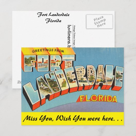 Florida, groeten van Fort Lauderdale Briefkaart (Voorkant / Achterkant)