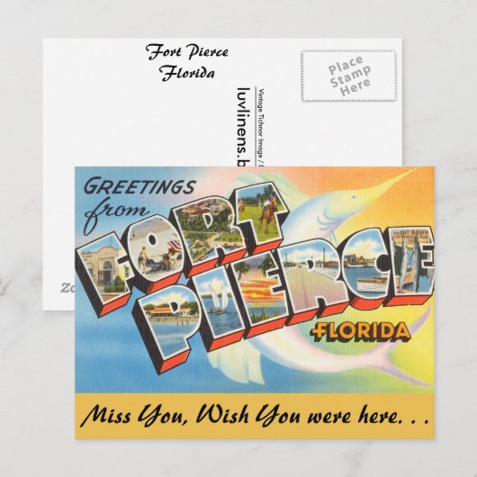 Florida, groeten van Fort Pierce Briefkaart (Voorkant / Achterkant)