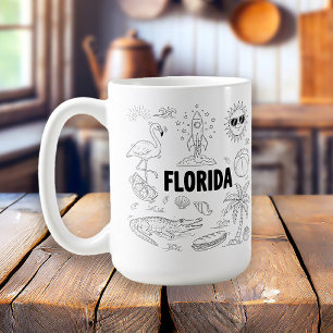 Florida Hand getrokken lijn kunst symbolen Koffiemok