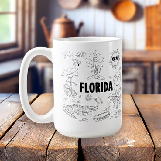 Florida Hand getrokken lijn kunst symbolen Koffiemok