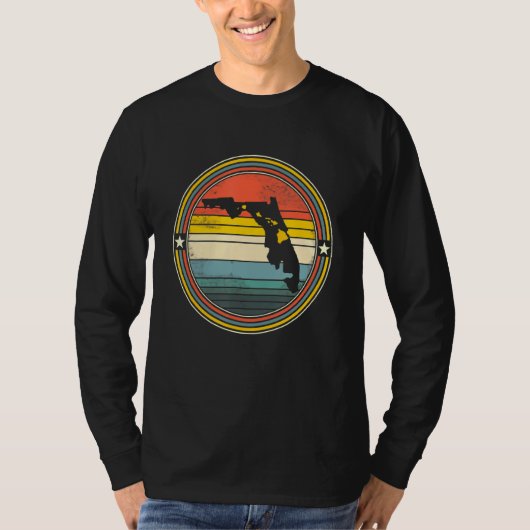 Florida Hawaii Roots Origine State Map Retro T-shirt (Voorkant)